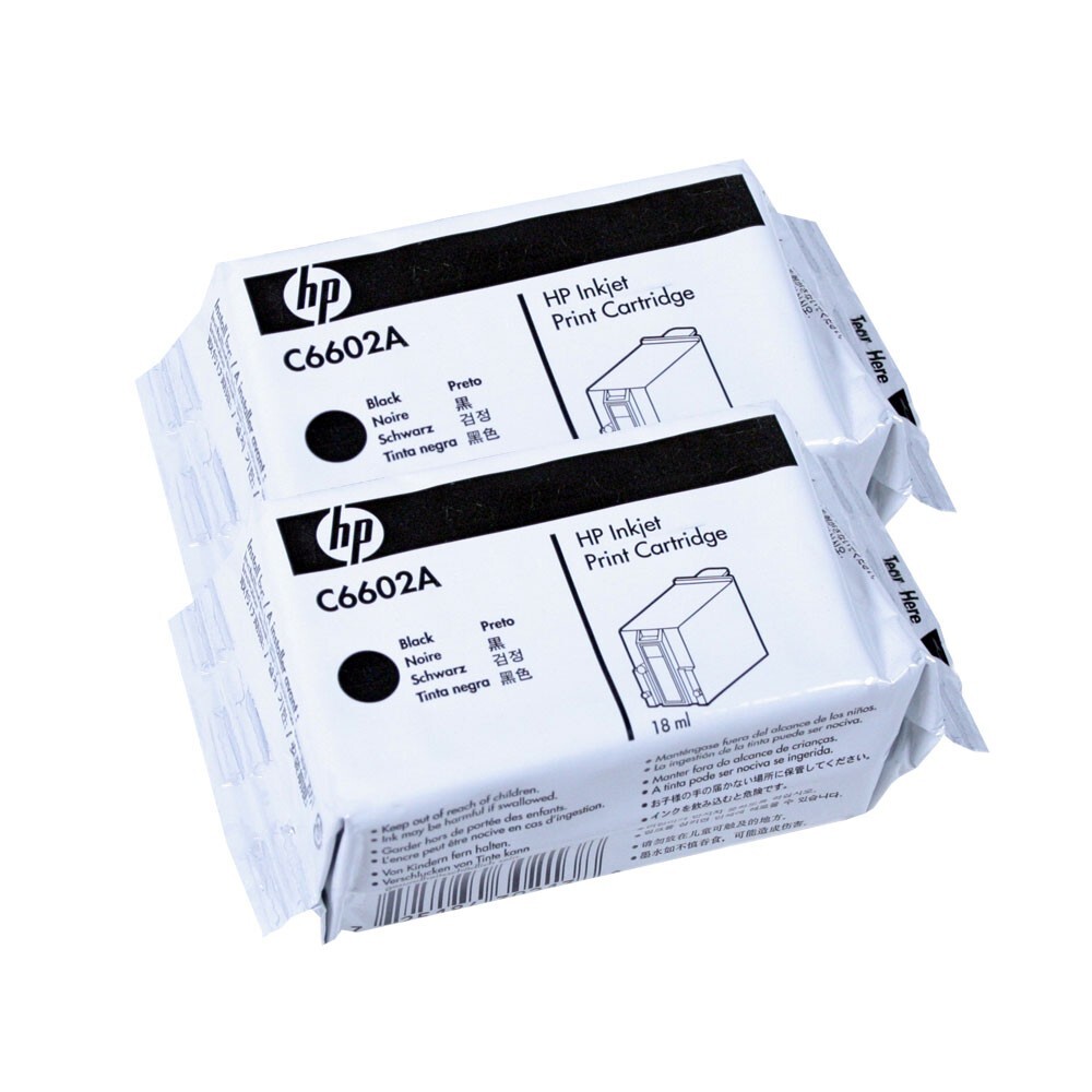 2PK Genuine HP C6602A Standard Black Ink Cartridges
