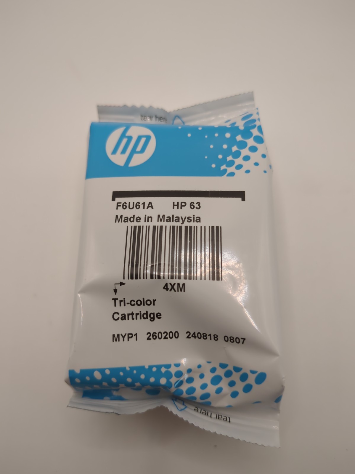 Genuine New HP 63 Tri-Color Ink Cartridge F6U61A OEM Sealed Bag