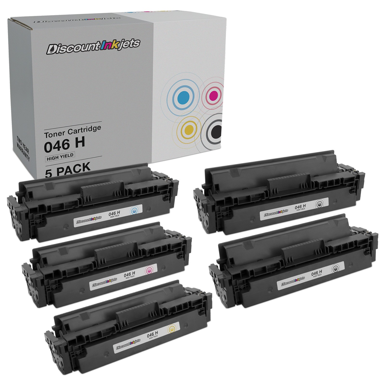 Toner Cartridges for Canon 046H (2Black, Cyan, Magenta, Yellow, 5pk)