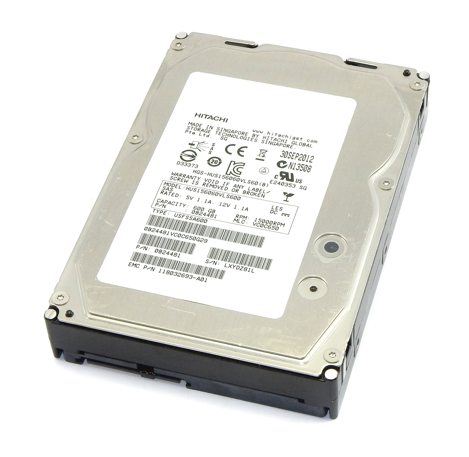 EMC Hitachi 600GB 15K RPM SAS 6GB/s 3.5 Hard Drive HUS156060VLS600 118032693-A01