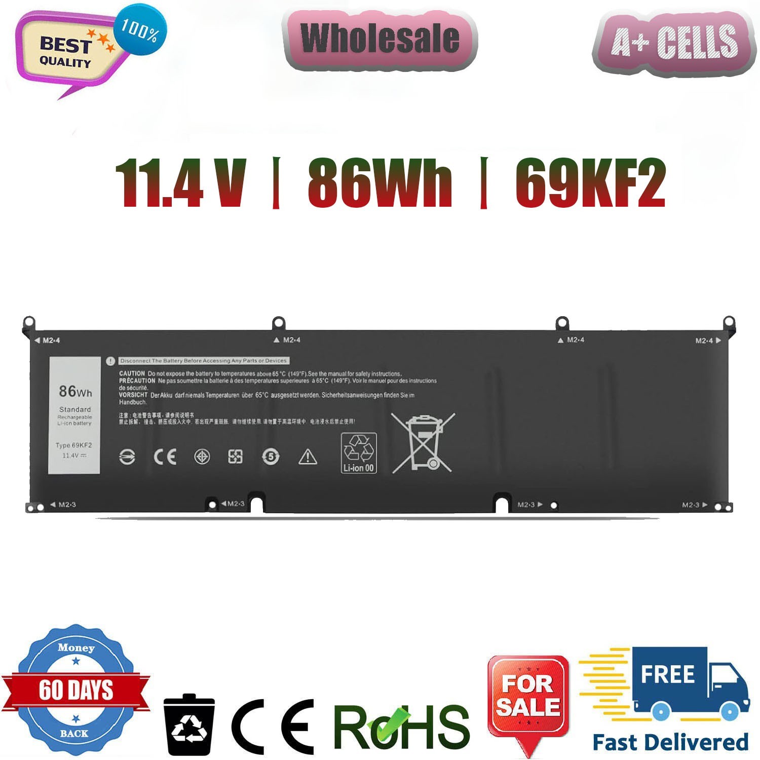 ✅New 86Wh 69KF2 Battery For Dell Alienware M15 M17 R3 XPS 15 9500 8FCTC 70N2F