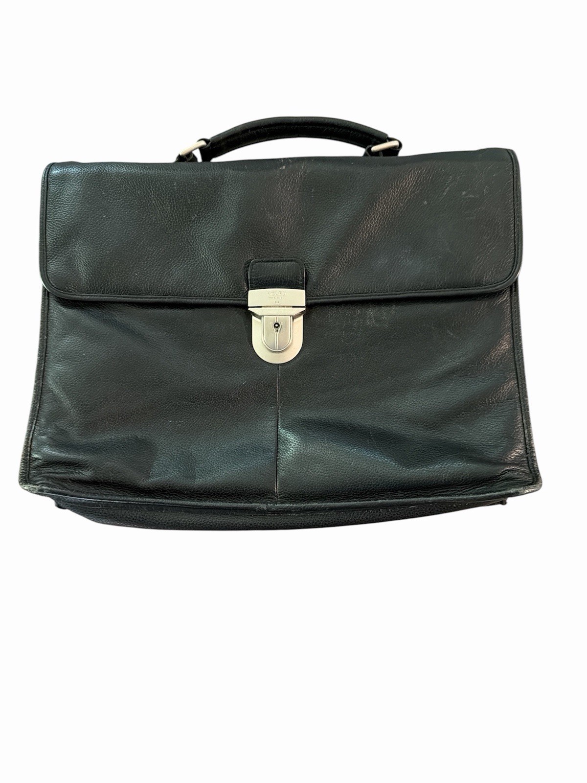 Vintage PICARD Offenbach Black Leather Briefcase Attache Laptop Bag Germany