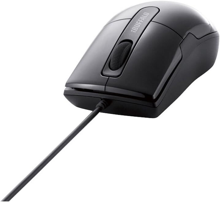 BUFFALO Wired BlueLED Mouse Quiet/3 Buttons/S Size Black BSMBU26SSBK