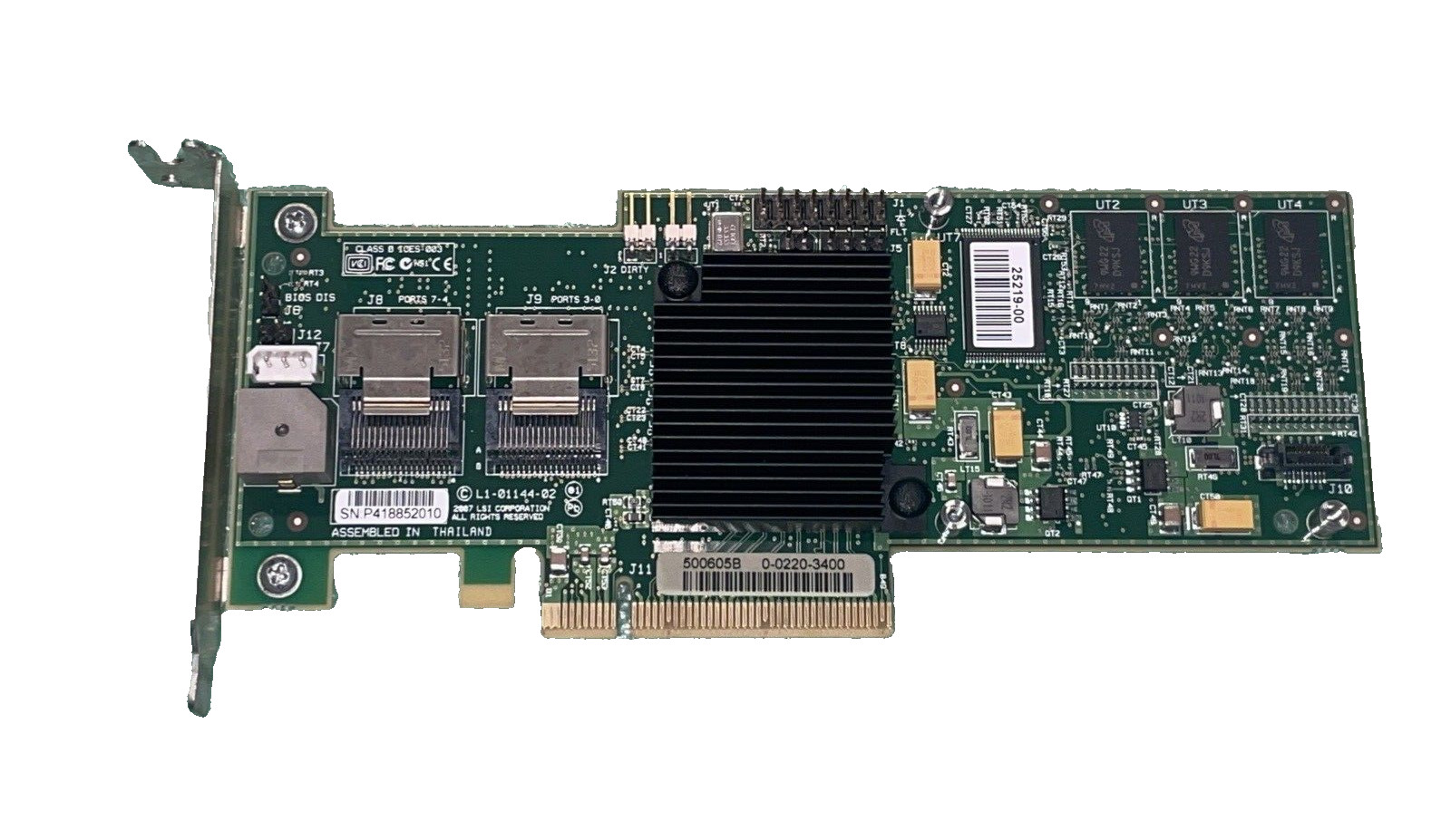 LSI MR SAS 8704EM2 L1-01144-02 3Gb/s PCI-e RAID Controller LP with 2x Cables