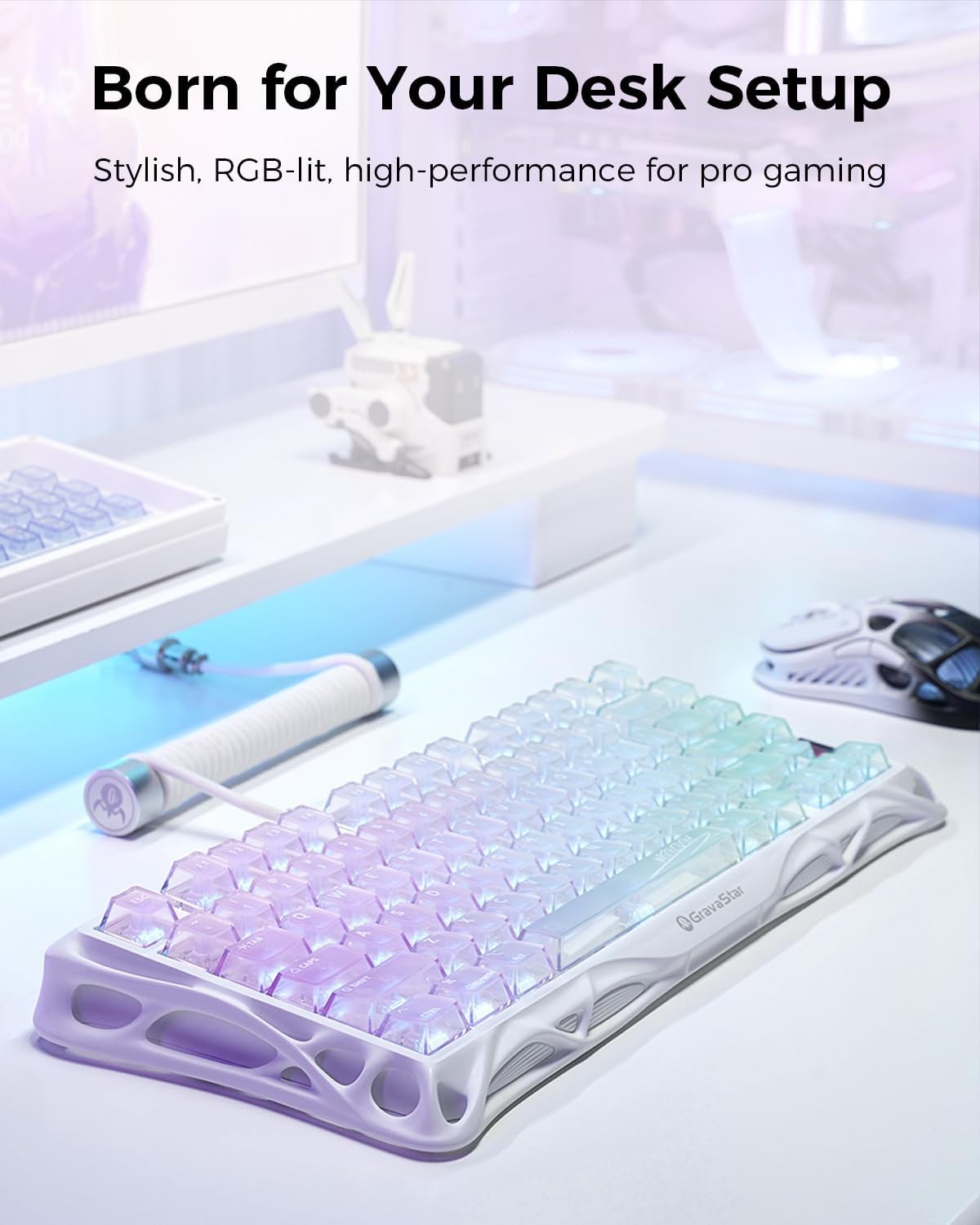 Mercury K1 Lite 75% Gaming Keyboard 2.4GHz/BT/Wired Tri-Mode Crystal Aurora