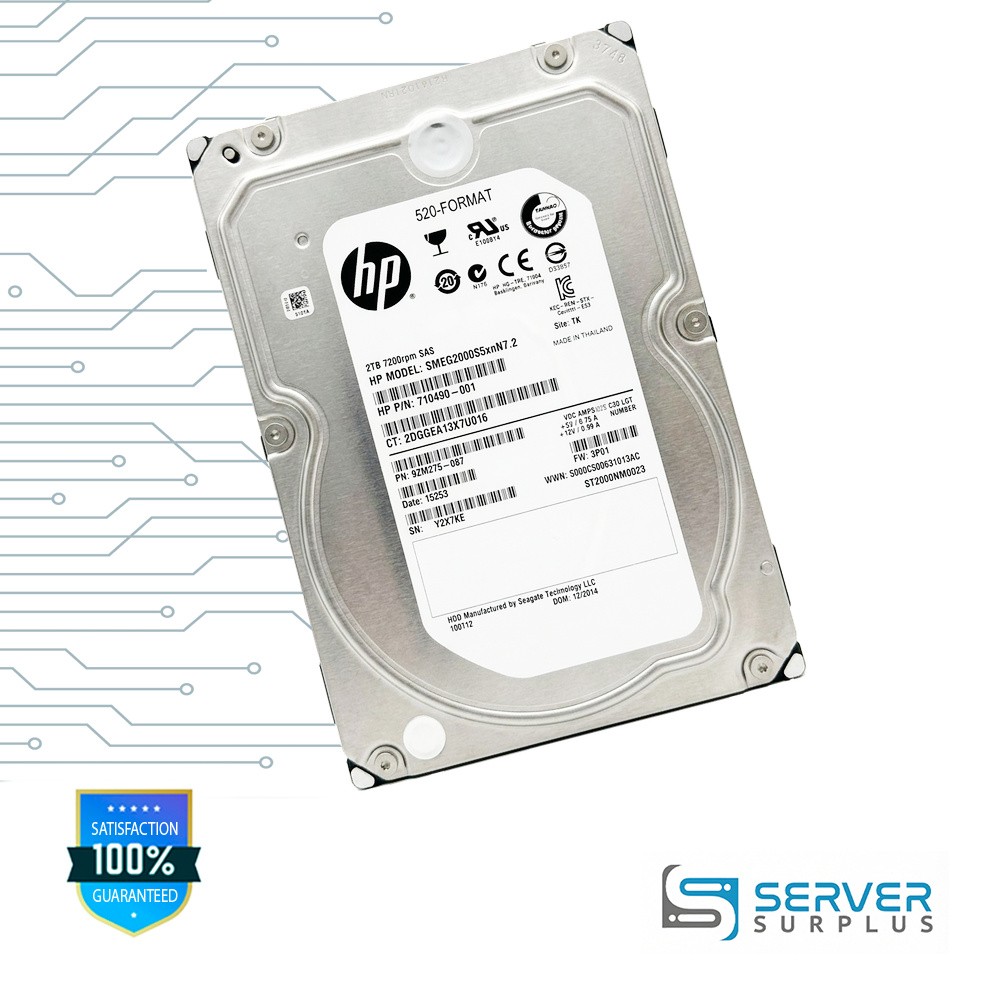 HP Constellation ES.3 2TB SAS 7200 RPM 512n 3.5 in Enterprise HDD | 710490-001