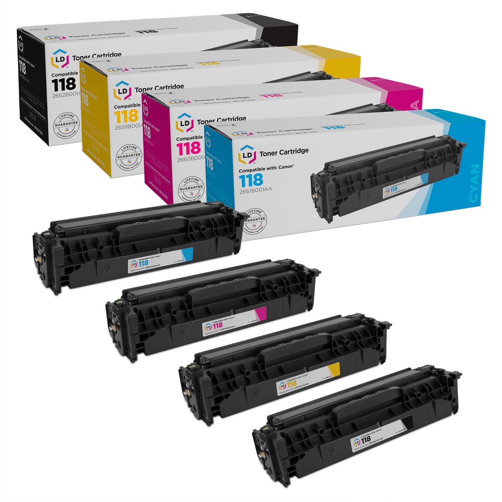 LD Reman Toner Cartridges for Canon 118 (Black, Cyan, Magenta, Yellow)