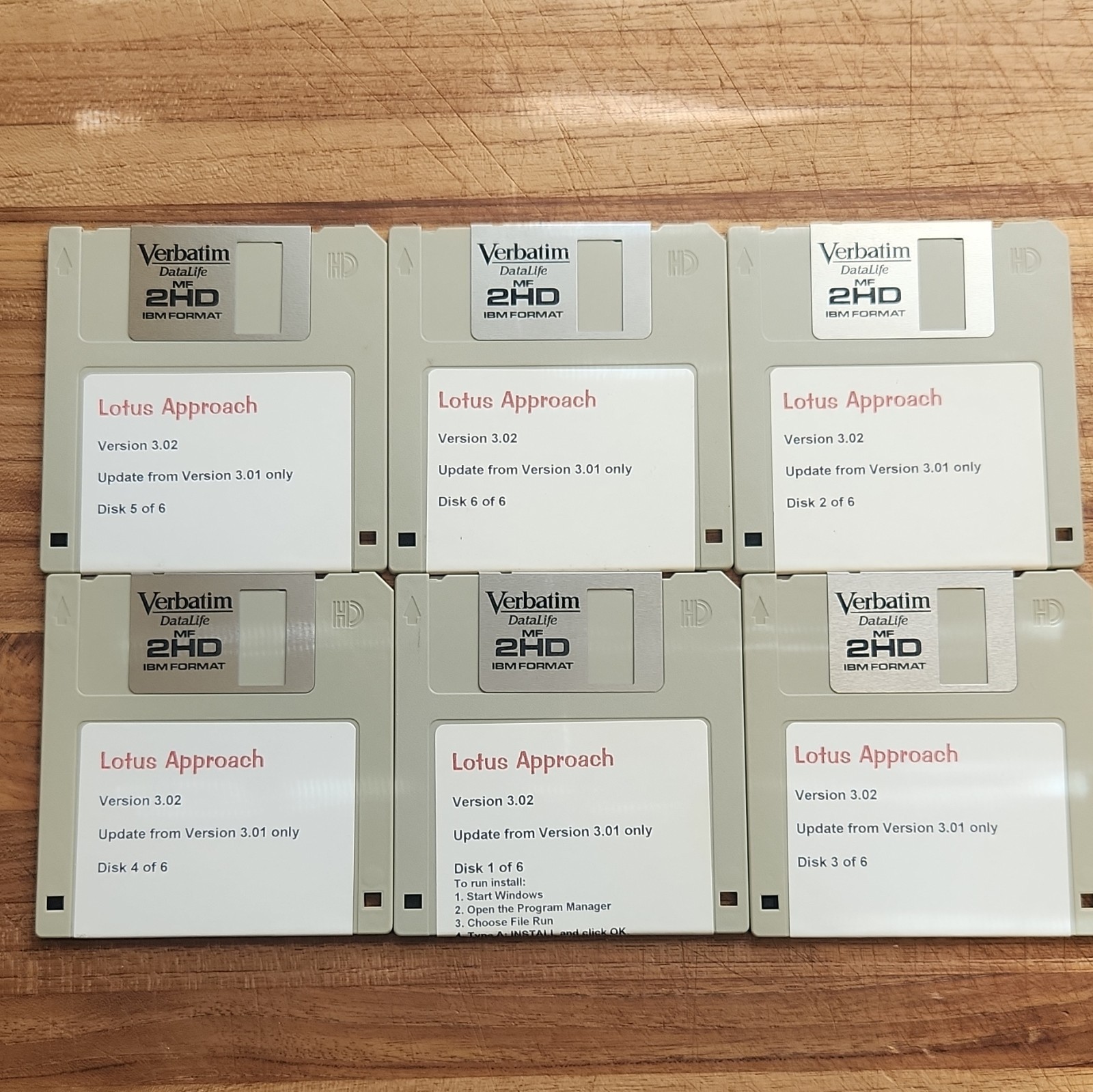 Verbatim DataLife MF 2HD 1.44MB 3.5" IBM Floppy Disks Recordable Lotus v3.02 (6)