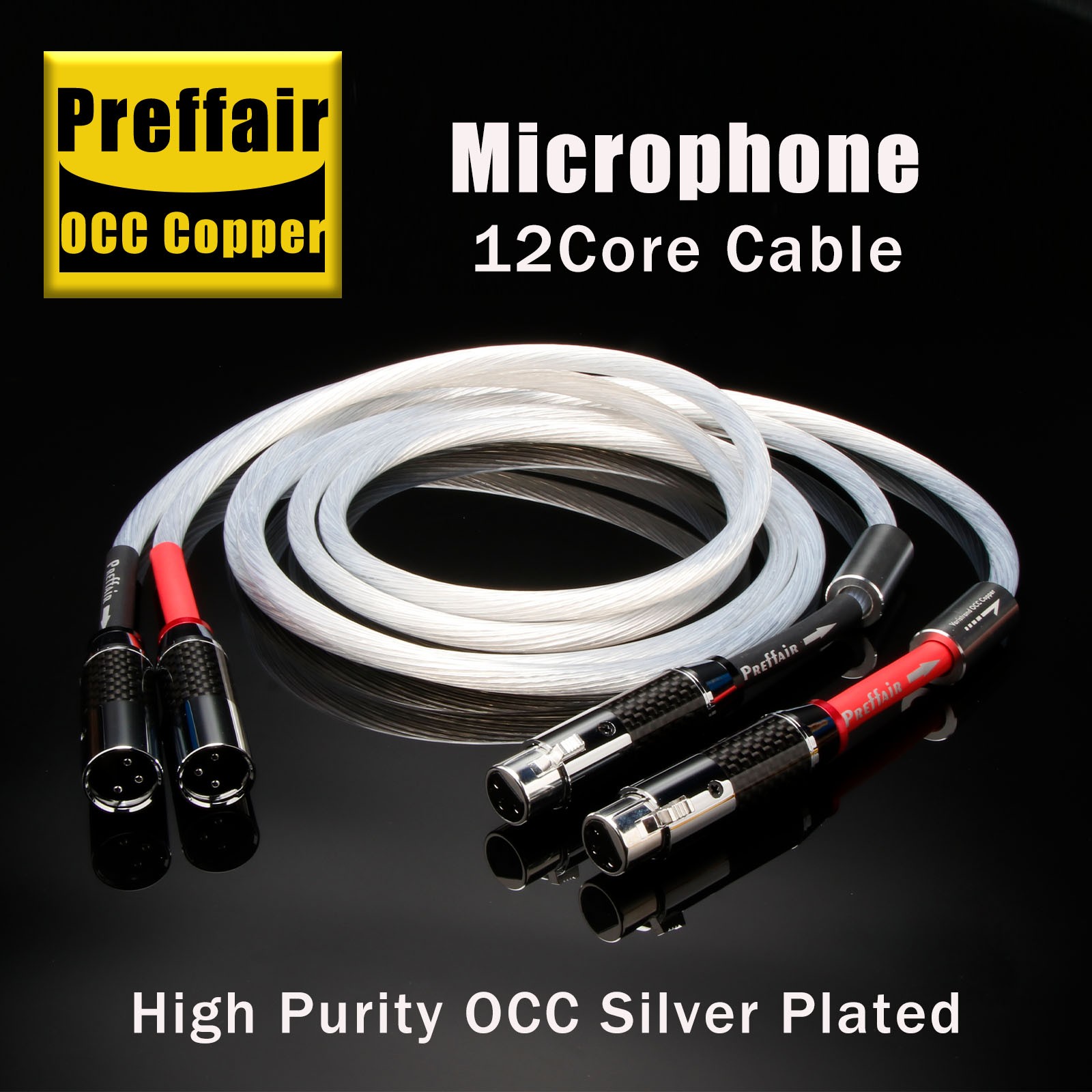 Preffair High Fidelity Audio Cable 2XLR to 2XLR OCC Silver Plated Conductor