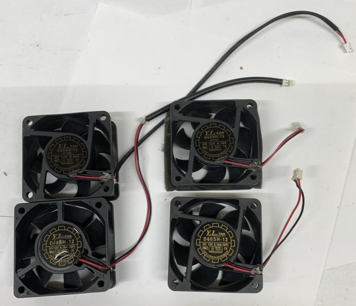 LOT of 4 x YL FAN D60SH-12 DC12V 0.18A 6025 6cm Cooling Fan