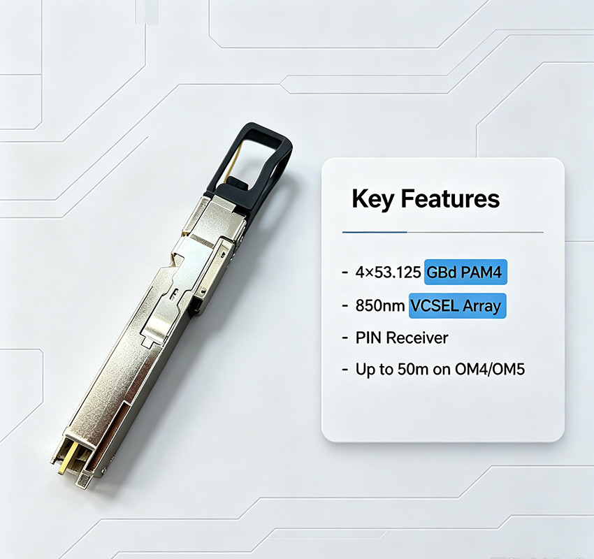 400G VR4 QSFP112 Fiber Optic Module 850nm Multi‑Mode MPO‑12 100m OM4 DDM