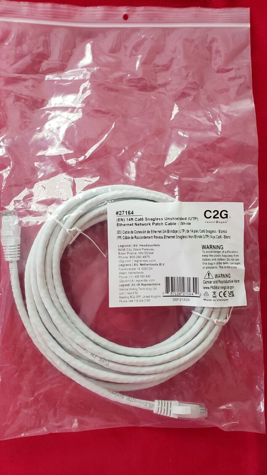 14ft Cat6 Snagless Unshielded (UTP) Ethernet Network Patch  Cable  - White ...