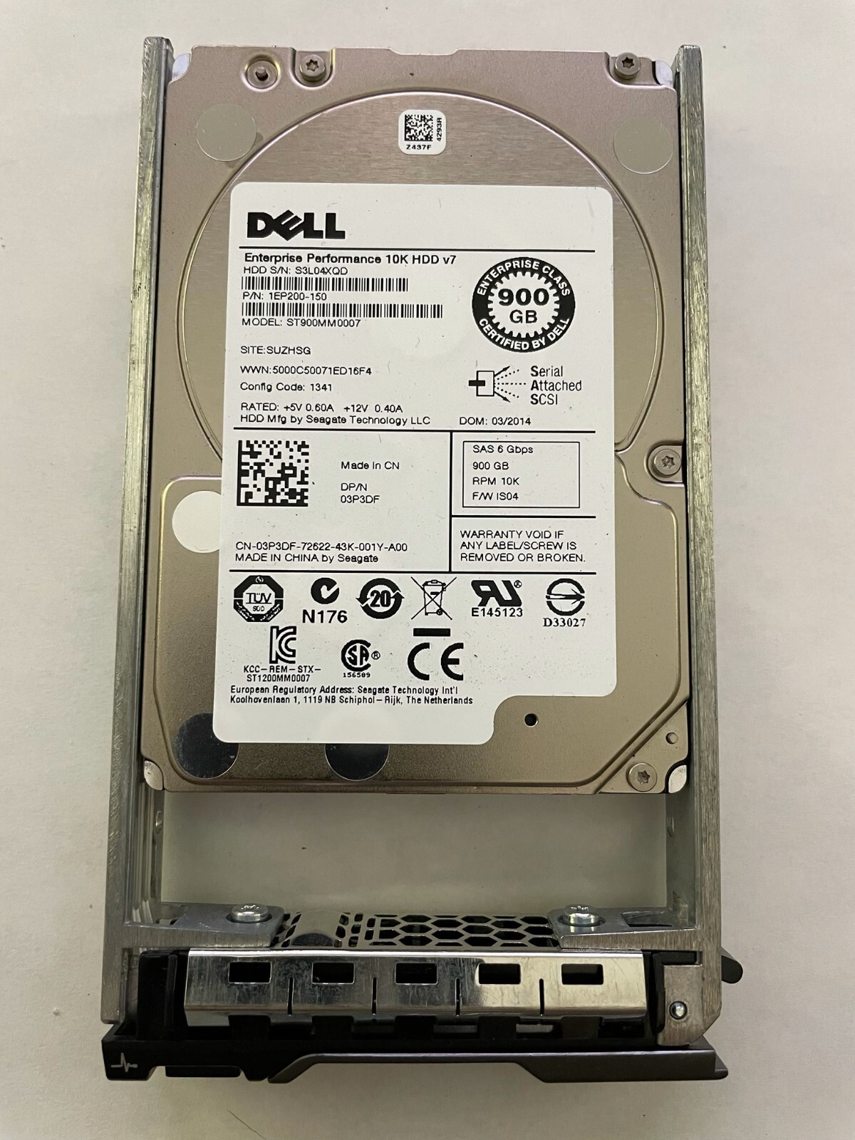 Lot of 7 x DELL ENTERPRISE 900GB 10K 6G 2.5" SFF SAS HD ST900MM0007 w/ Caddy