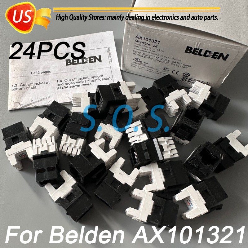 24* Jack Module Black For Belden AX101321 Category 6 KeyConnect RJ45 Unshielde