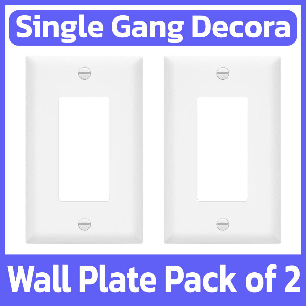 2 Pack Blank Decora Wall Plate 1 Gang White Faceplate Decorative Outlet Covers