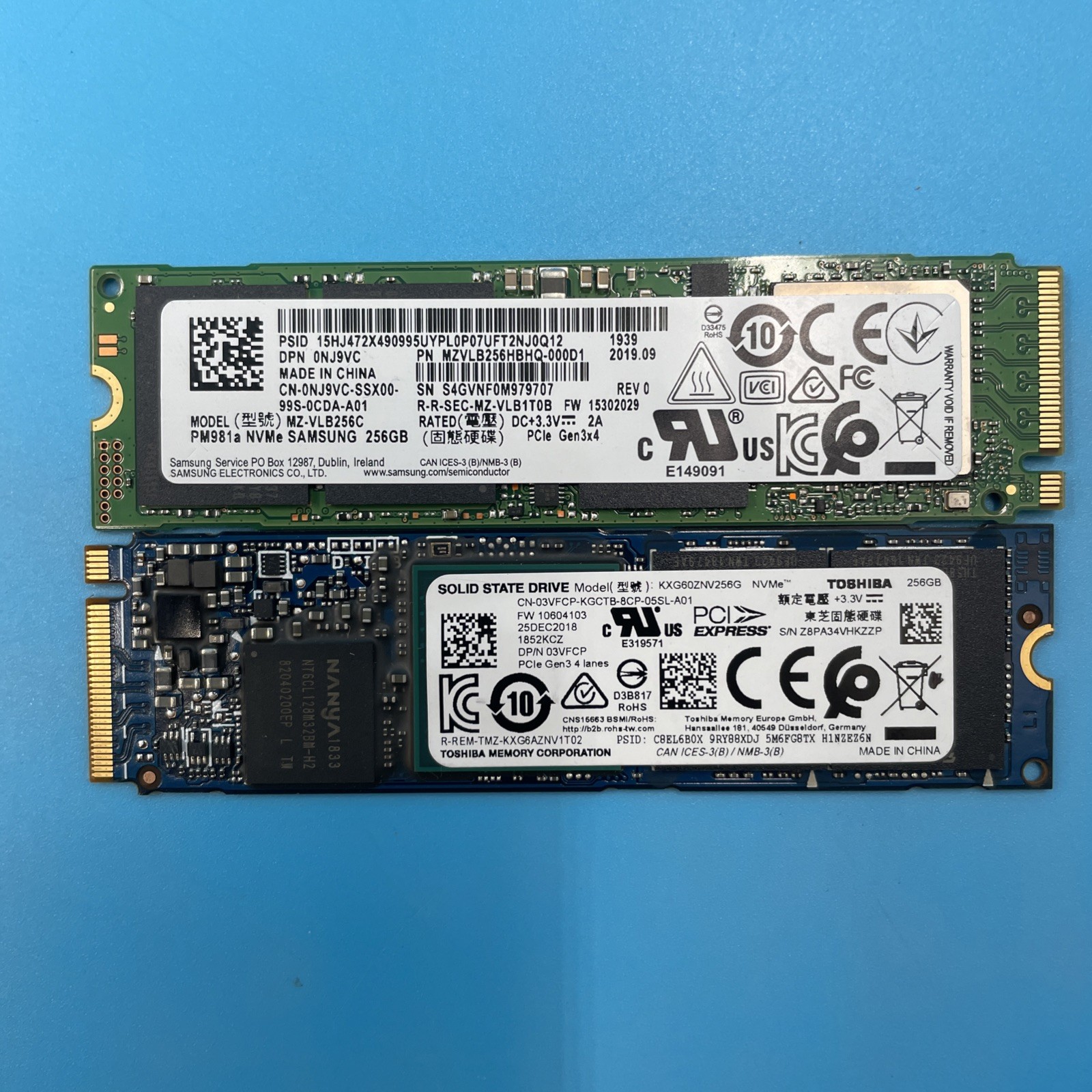 (LOT OF 2) *MIXED BRANDS* 256GB SSD M.2 NVMe 80mm 2280 Solid State Drive