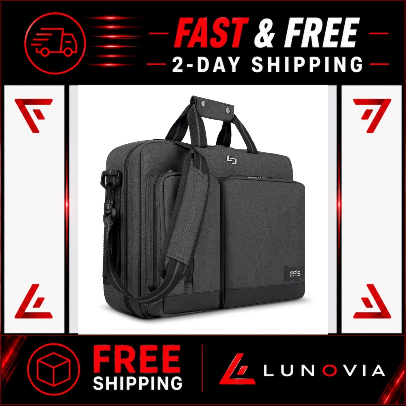 Solo New York Hybrid Briefcase Backpack - Fits 15.6" Laptop - Black