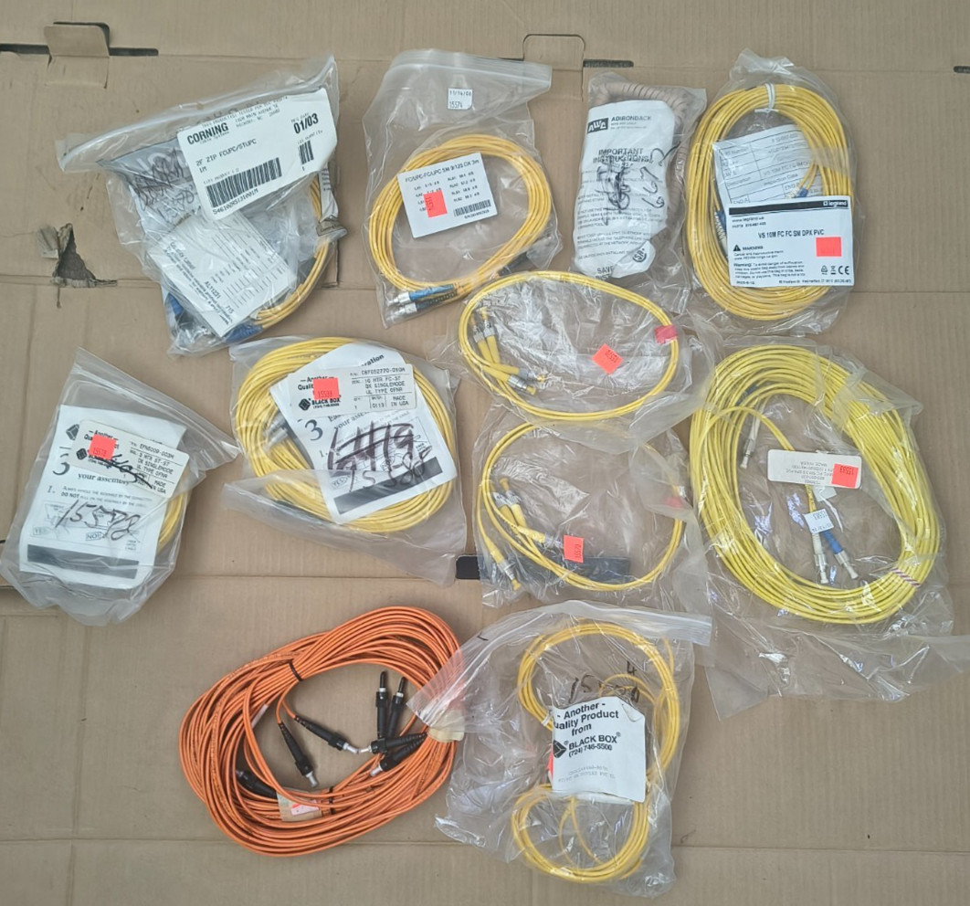 Lot Of 12 Misc Fiber Optic Cords Blackbox, Corning,