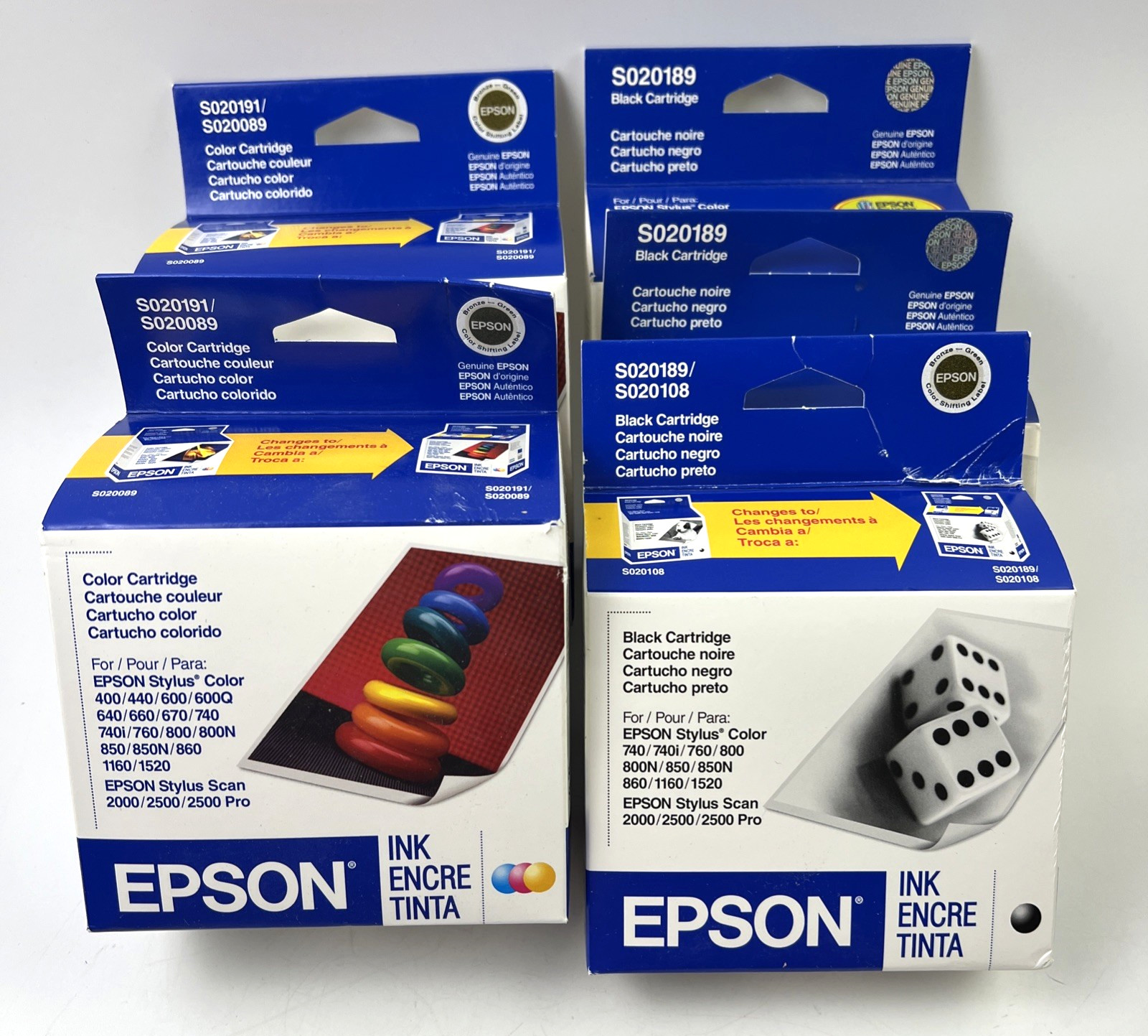 Epson Genuine S020191/S020089 and S020189/S020108 Cartridges New BELOW