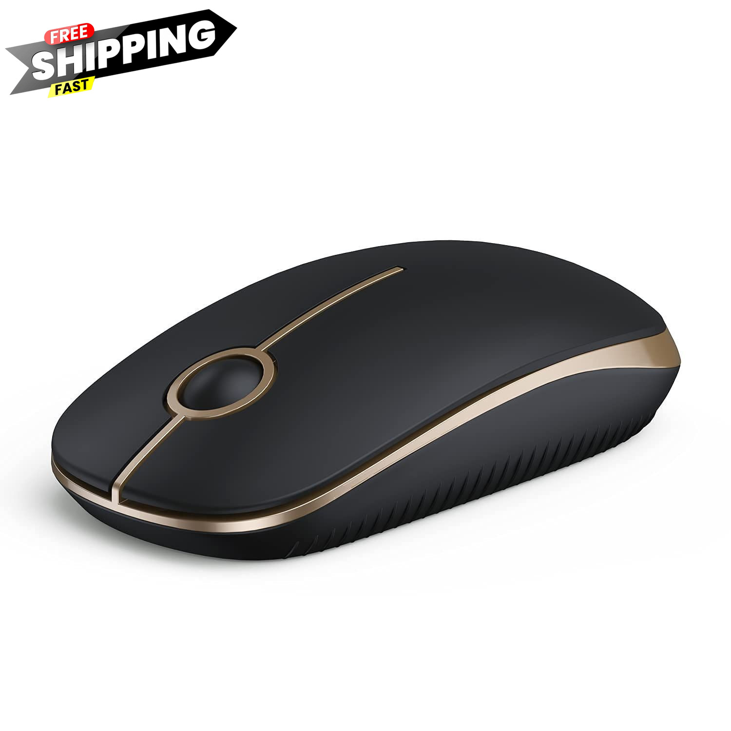 VssoPlor Wireless Mouse, 2.4G Slim Portable Computer Laptop Black and Gold