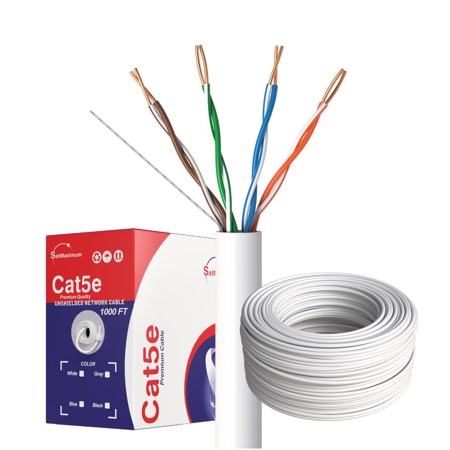 CAT5E Cable 500FT 1000FT UTP Solid Network Ethernet CAT5 23 AWG Wire RJ45 Lan