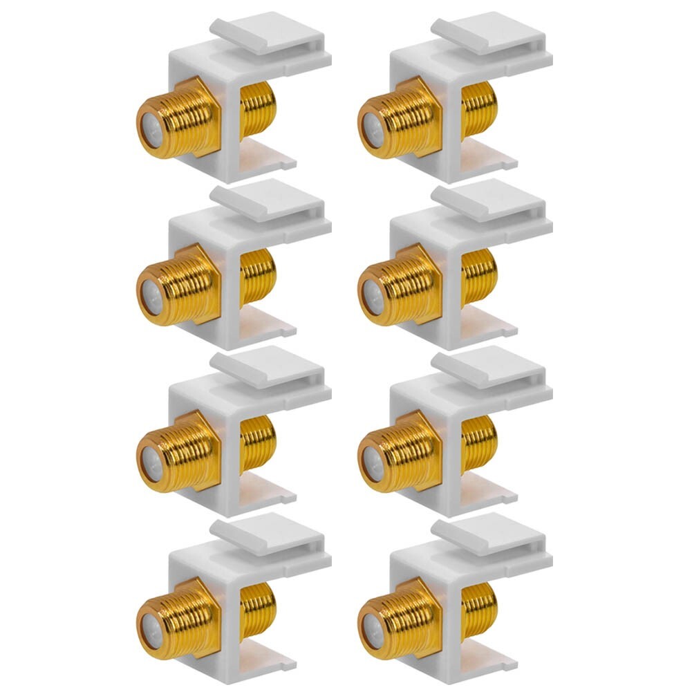 8 Pcs F Type Keystone Jack Coupler Coax Cable Connector Snap In Insert White
