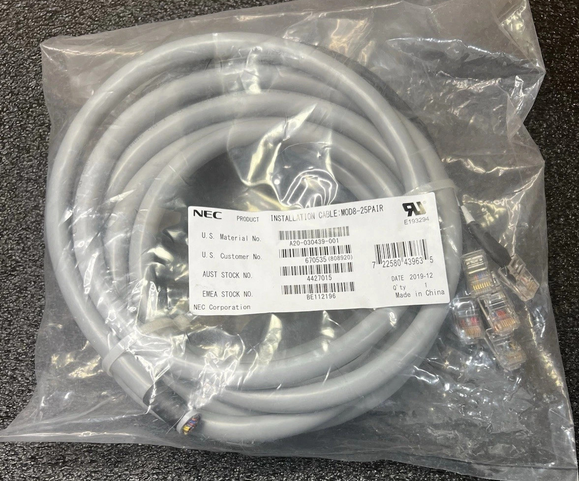 Brand NEW NEC MOD8-25PAIR INSTALLATION CABLE P/N: 670535 6 CONNECTORS 25 PAIRS