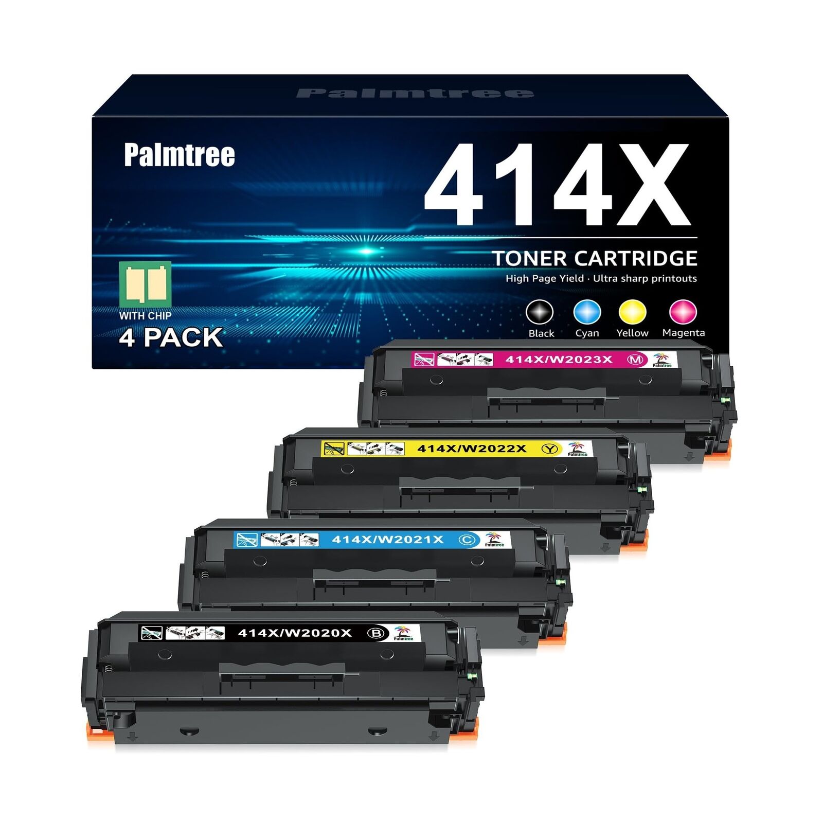 Palmtree Compatible Toner Cartridge Replacement for HP 414X 414A for Color La...