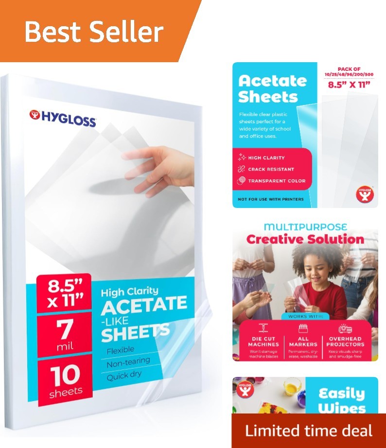 Versatile 10-Pack of 7 Mil Clear Acetate Sheets for Crafting & Presentations