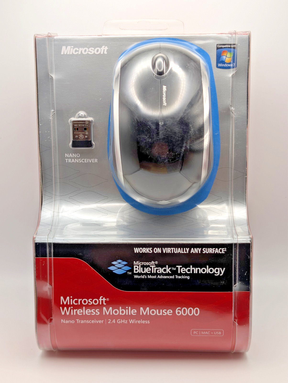 Microsoft Wireless Mobile Mouse 6000 Blue Track Technology 1383-1384 -Sealed NOS
