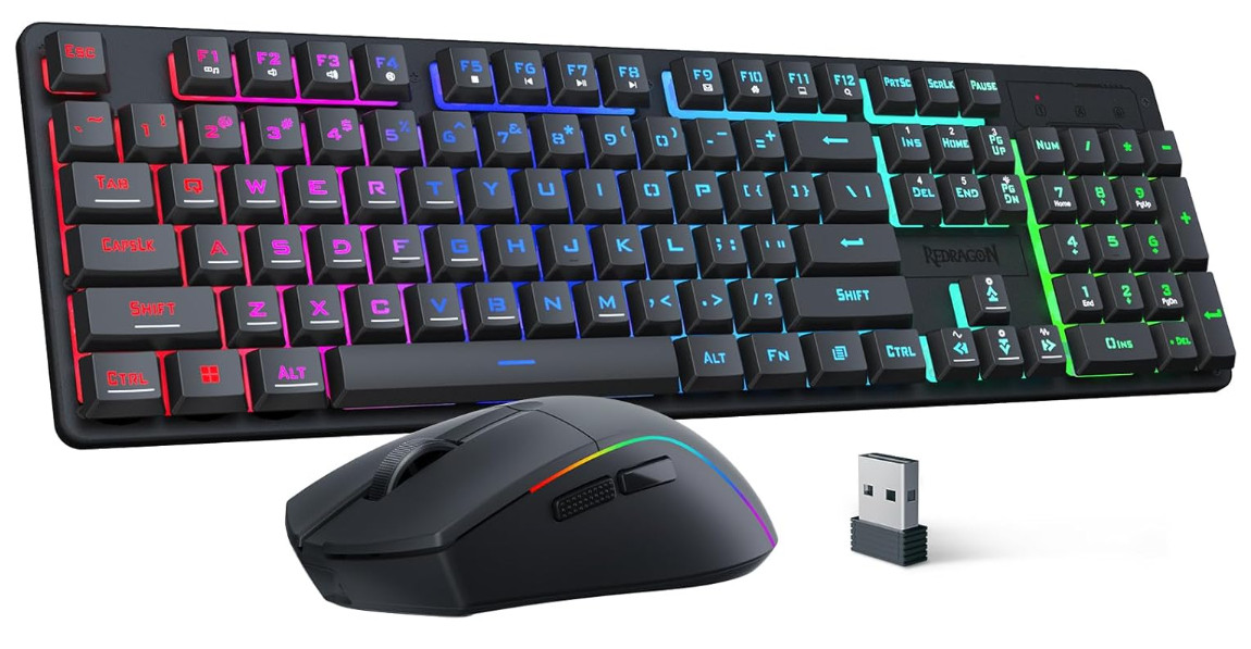 Teclado y Ratón Gaming Inalámbricos RGB 3 Modos 10000 DPI Ultraligeros PC, Nuevo
