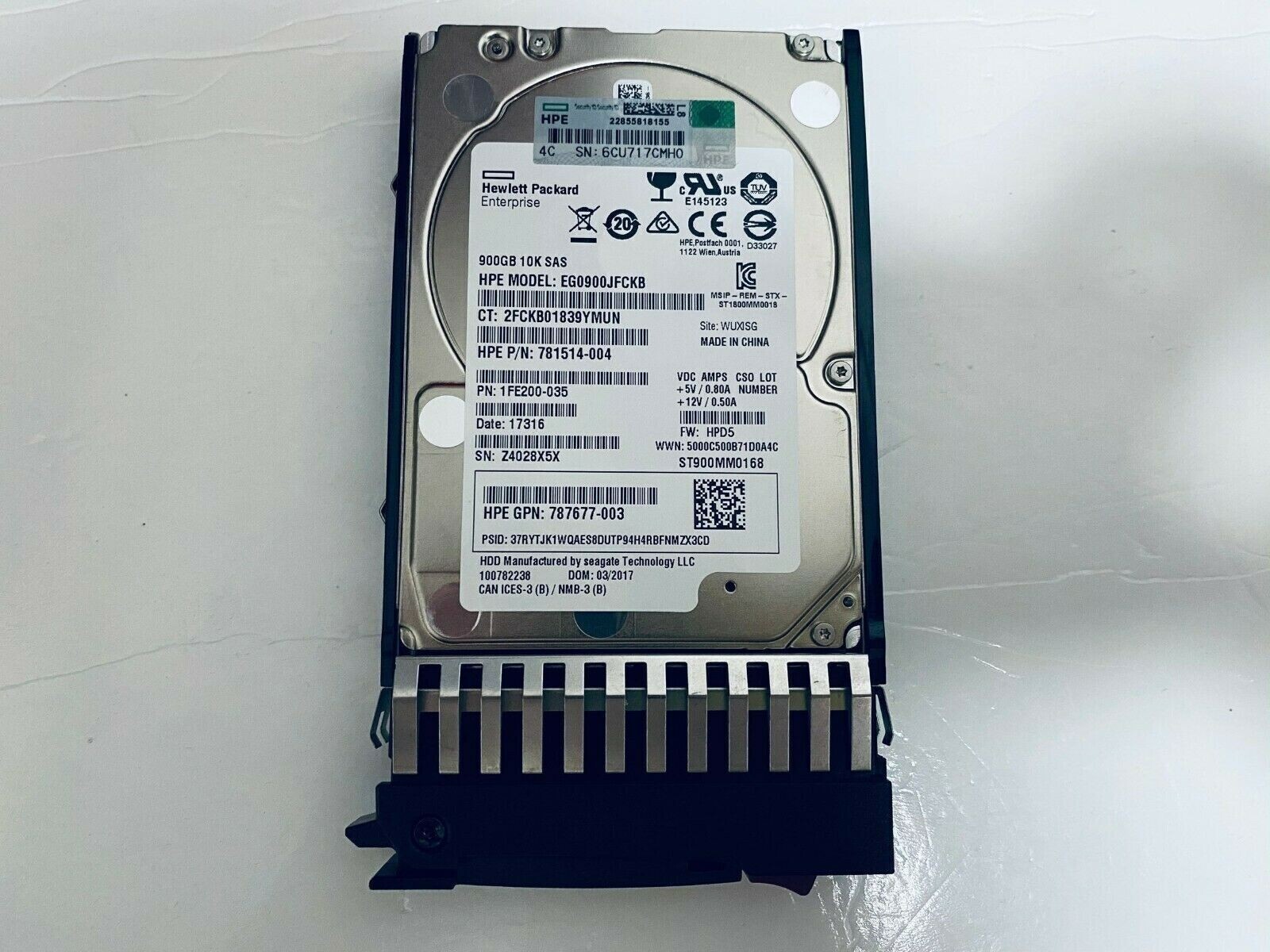 HP J9F47A 787647-001 900GB SAS 10K 2.5in 12Gbps MSA SFF ENT HDD Hard Drive