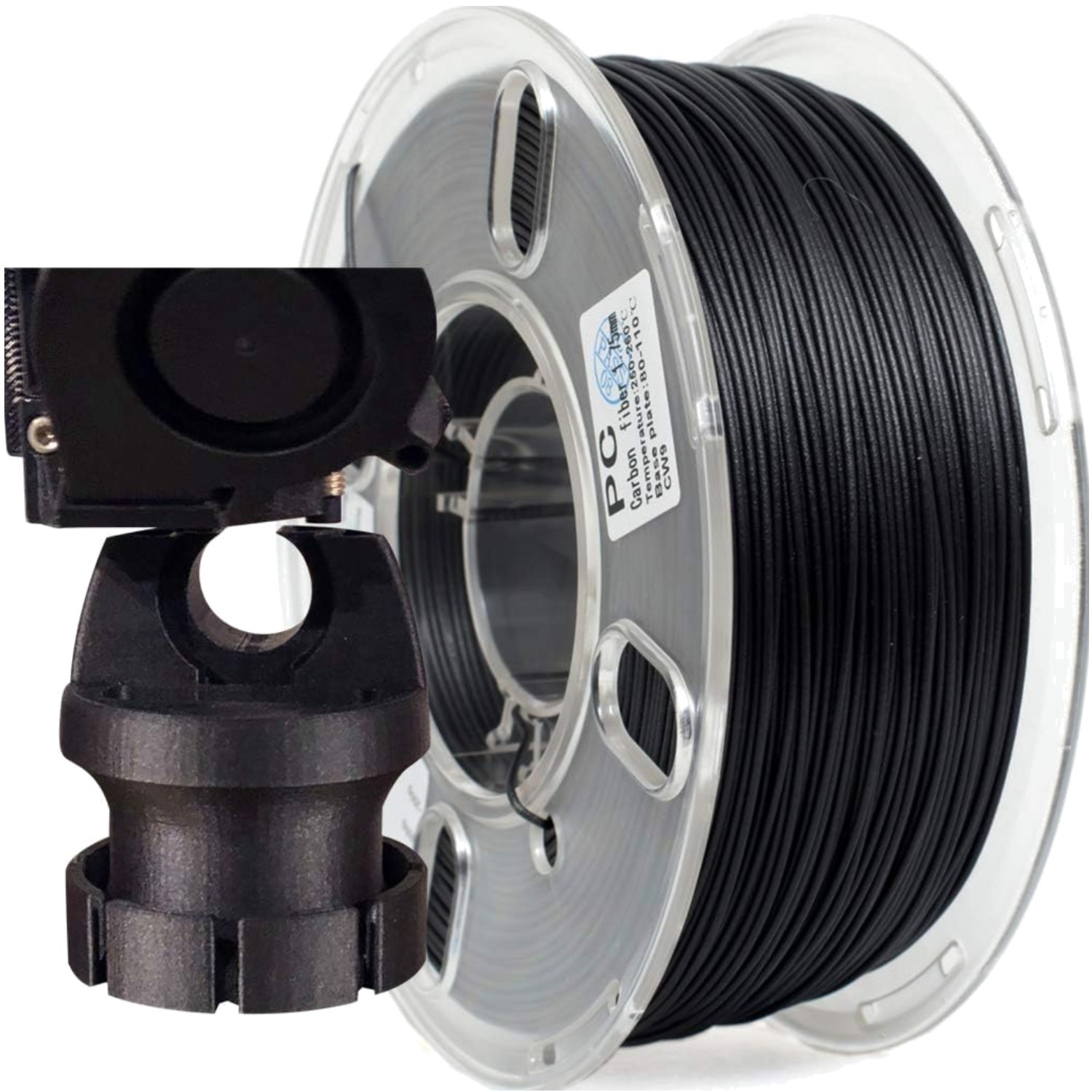 High Strength Black Carbon Fiber Filament 1.75mm - 1kg Spool