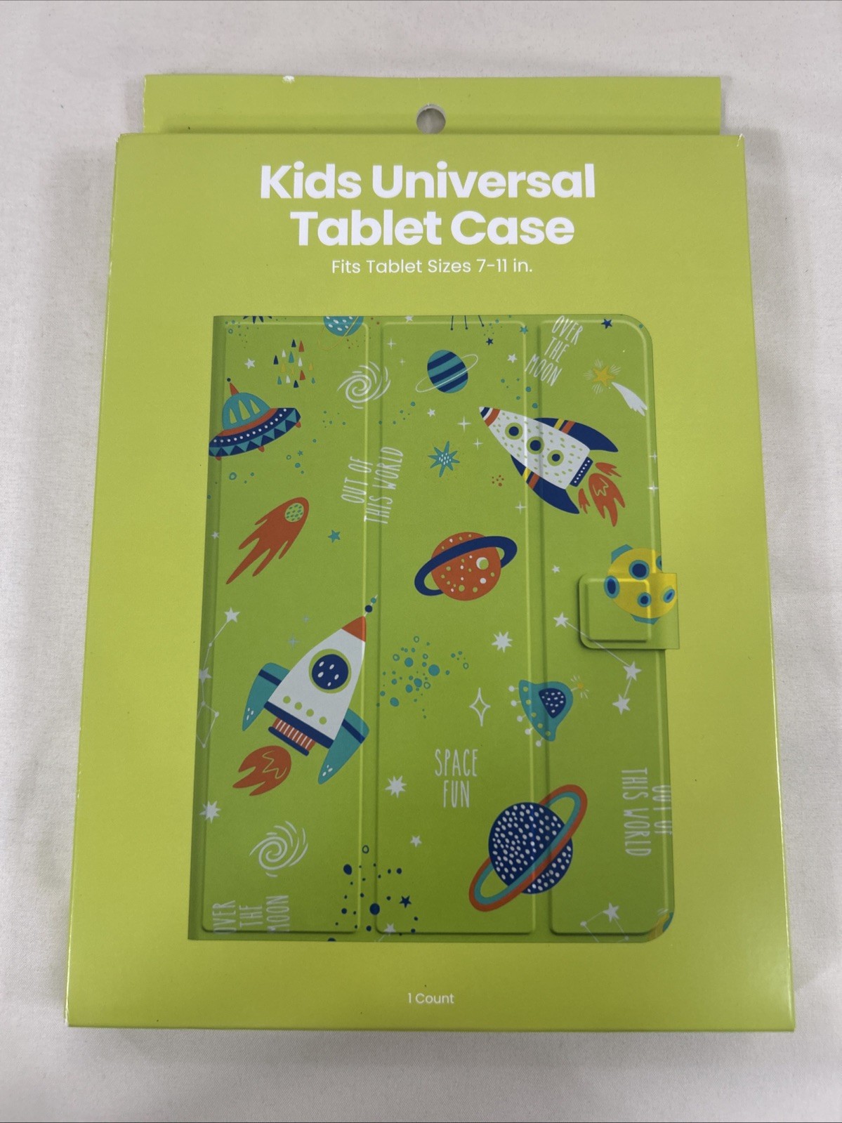 Kids Green and Space Themed Universal  Tablet Case Fits  7-11 inches NIB