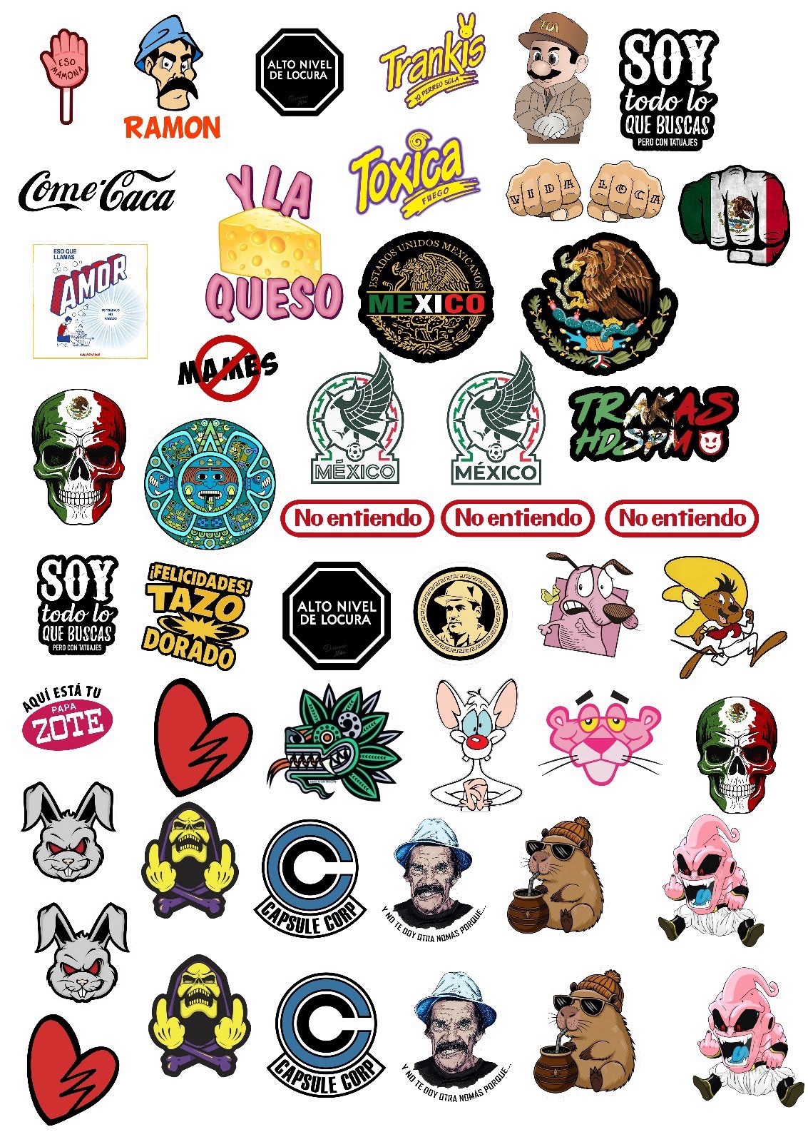 50 PCS Stikers mexicanos 