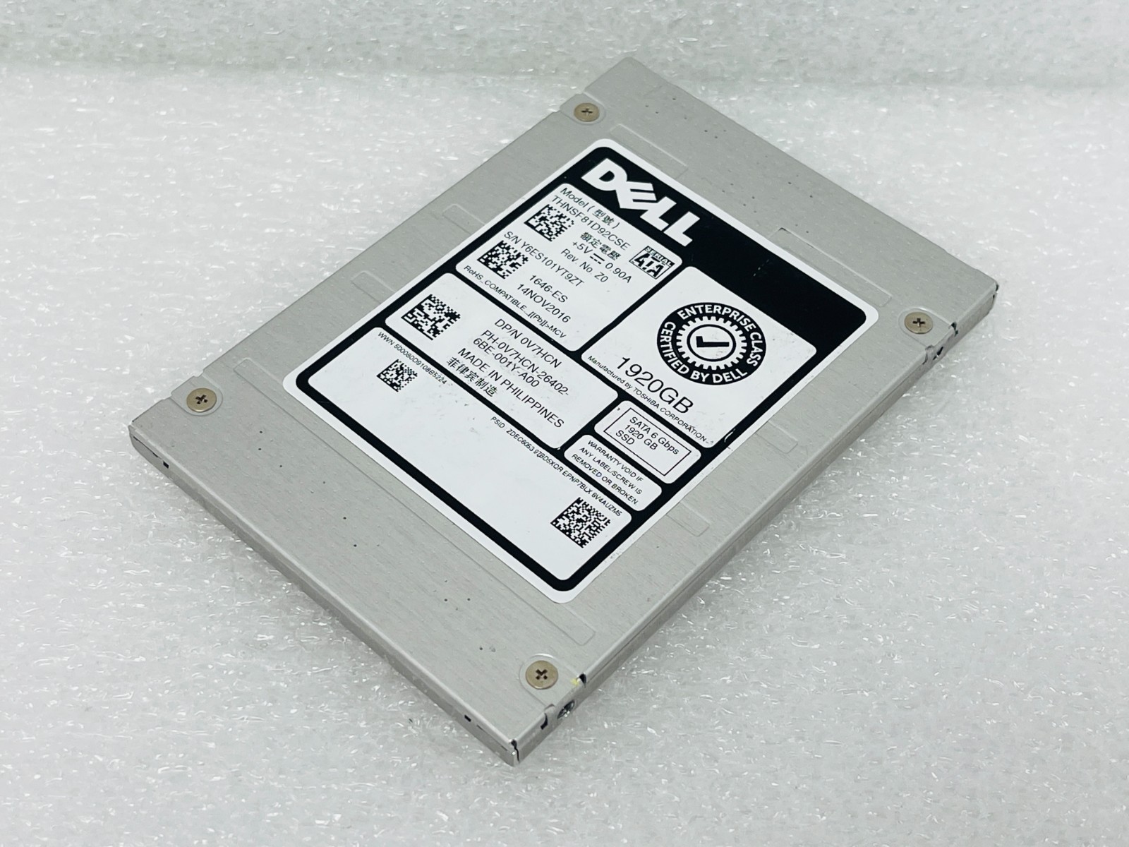 USED - Dell 0V7HCN THNSF81D92CSE 1.92TB 6G SATA 2.5" Solid State Drive SSD
