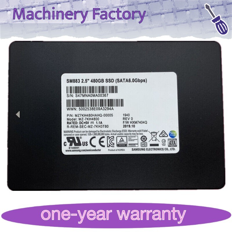 Samsung SM883 480GB SSD 2.5" SATA 6.0Gbps Solid State Drive MZ7KH480HAHQ-00005