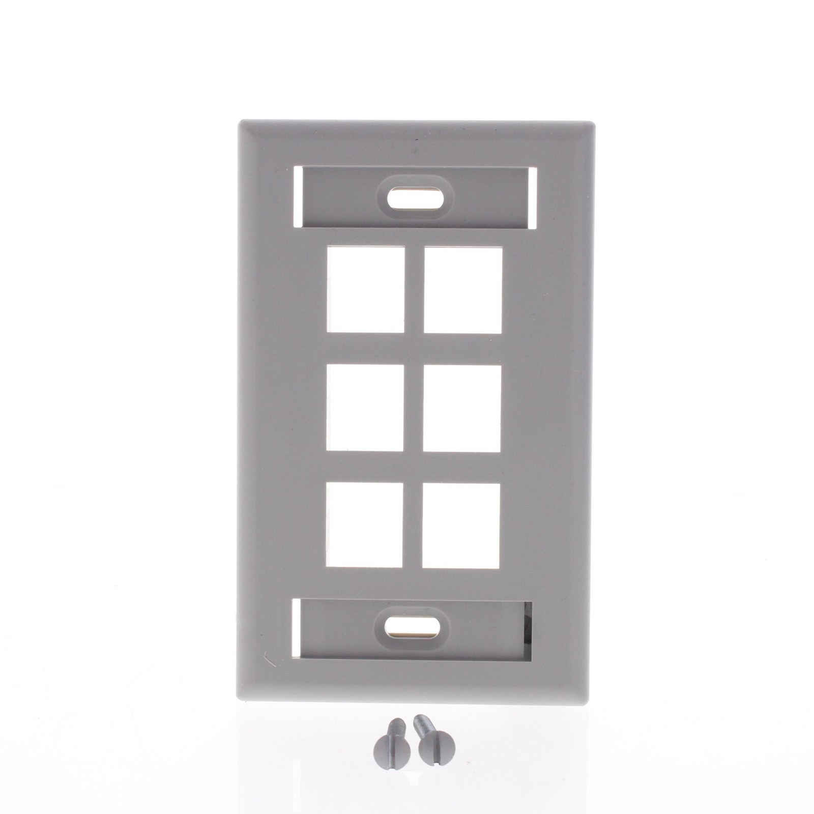 Leviton Gray 1-Gang Quickport 6-Port Data Plastic Wallplate ID Window 42080-6GS