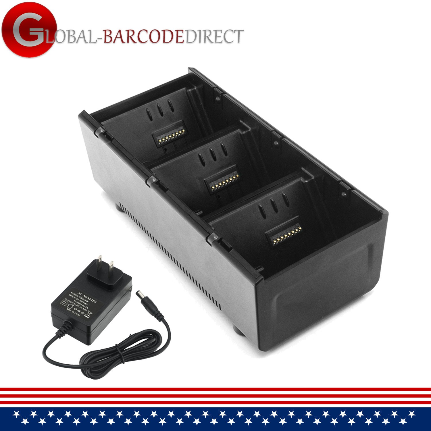 3-Slot Battery Charger Cradle With Power Supply for Zebra QLN220 QLN320