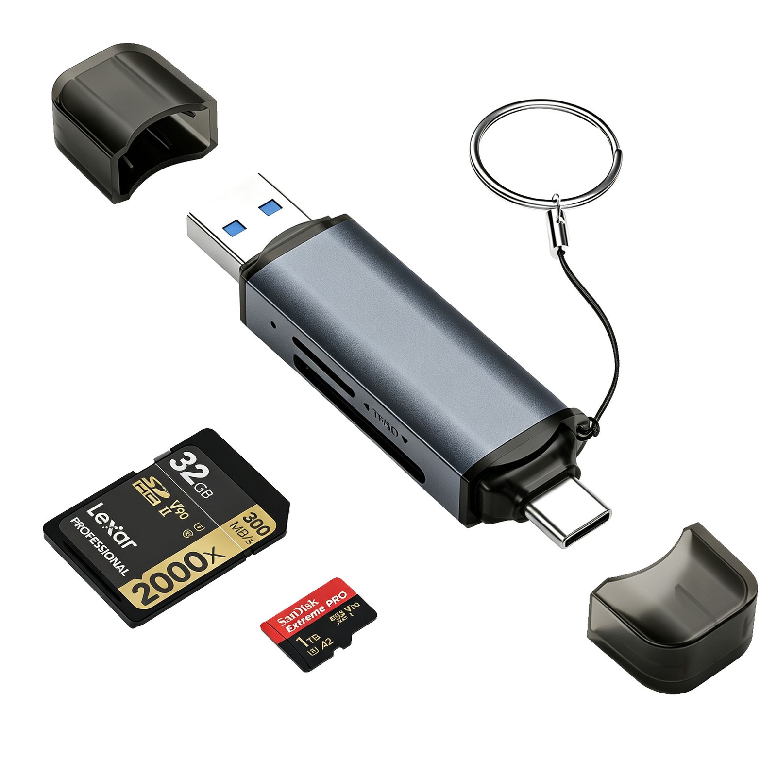 New SD Card Reader, High-Speed USB C to Micro SD Card Adapter USB 3.0 Dual Slots