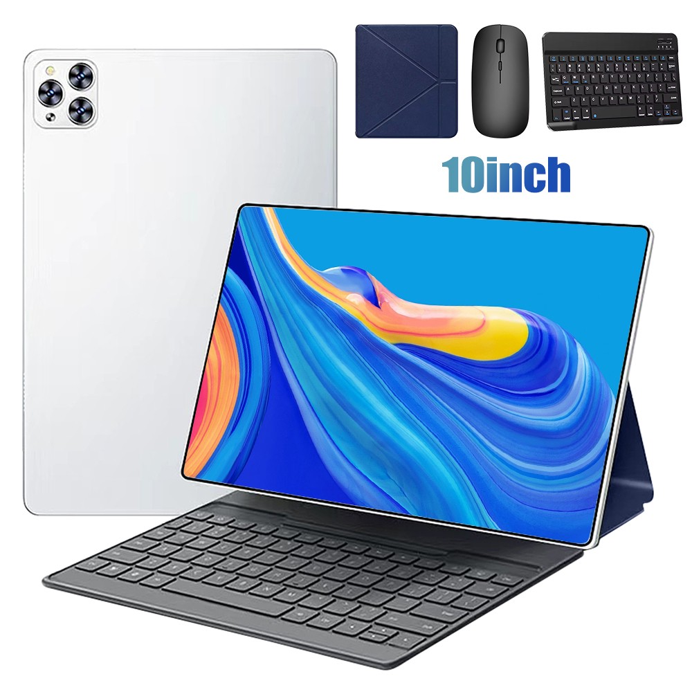 10 in Tablet with Keyboard,Mouse set 4+64GB Android Tablet PC Dual Cam Bluetooth