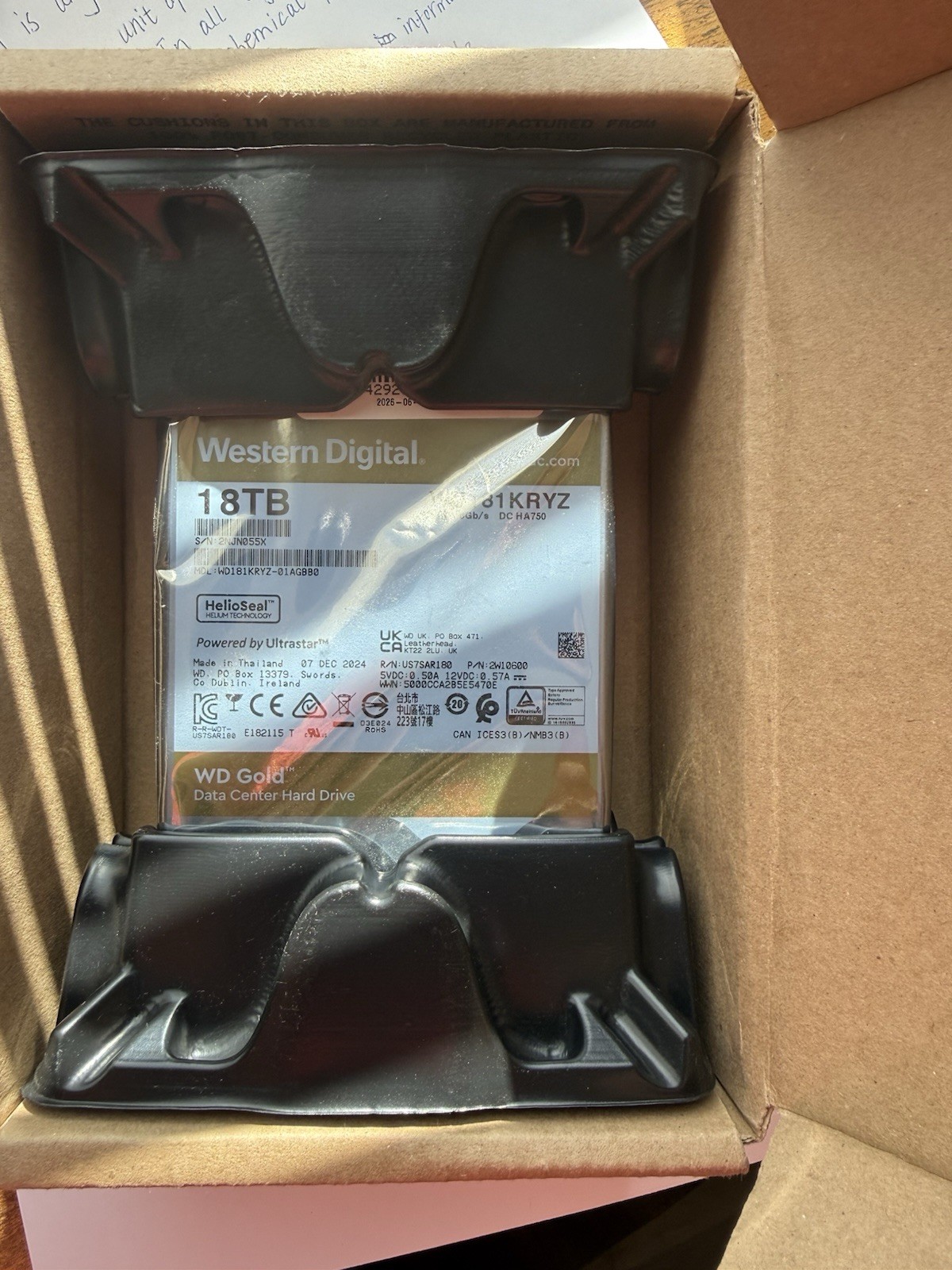 WD Gold 18TB Enterprise HDD (WD181KRYZ) – Brand New
