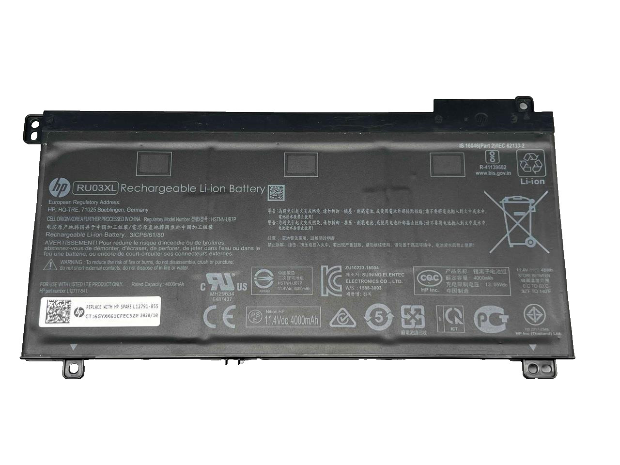 Lot of 10 Genuine HP RU03XL L12791-855 Battery Health 60%-69%