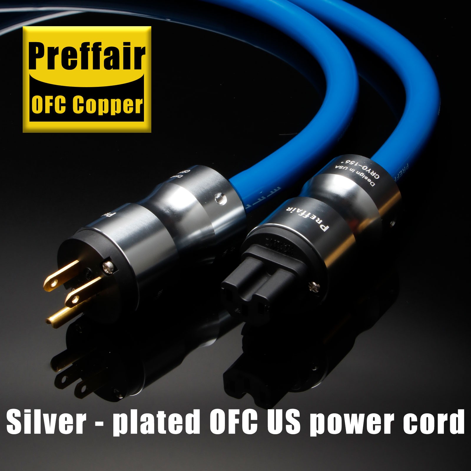 Audiophile OFC Silver Plated Audio AMP DAC US Power Cord Cord Carbon Fiber Plug