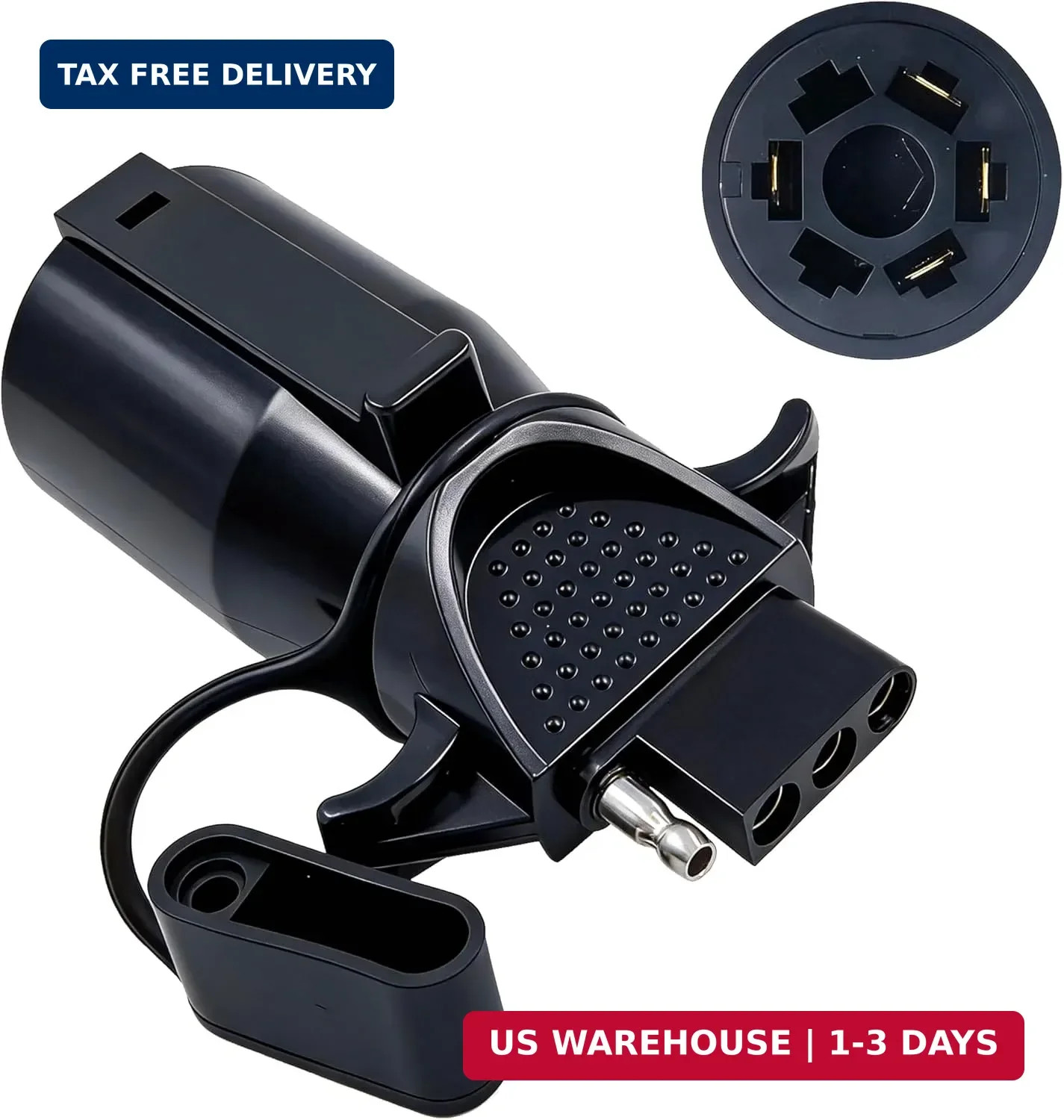 NEW SUN® 7-Pin to 4-Pin Adapter Waterproof Dust Caps 7 Way Round to 4 Flat