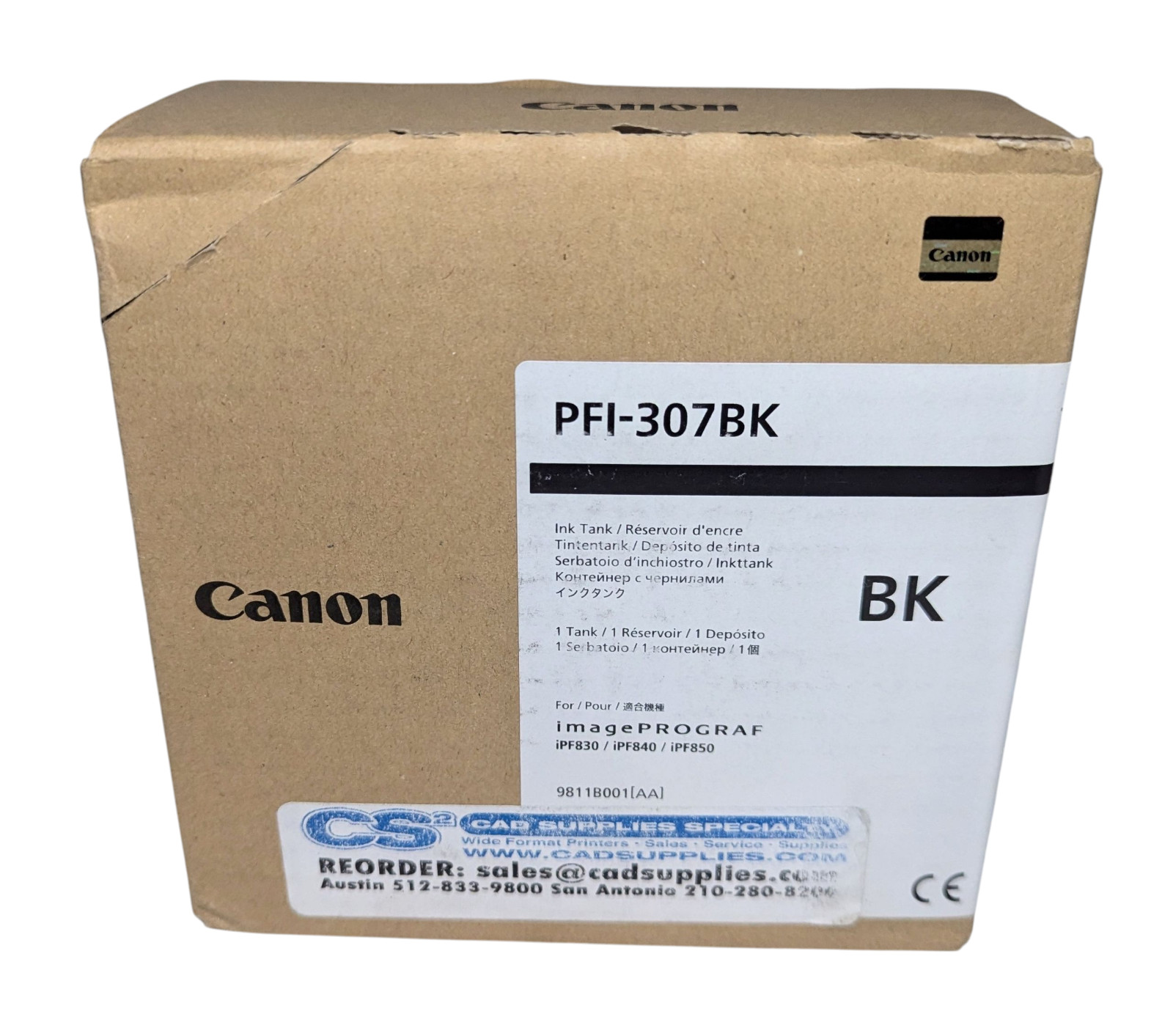 Canon PFI-307BK Black Ink Tank EXPIRATION 2024 9811B00AA 830 840 850  New