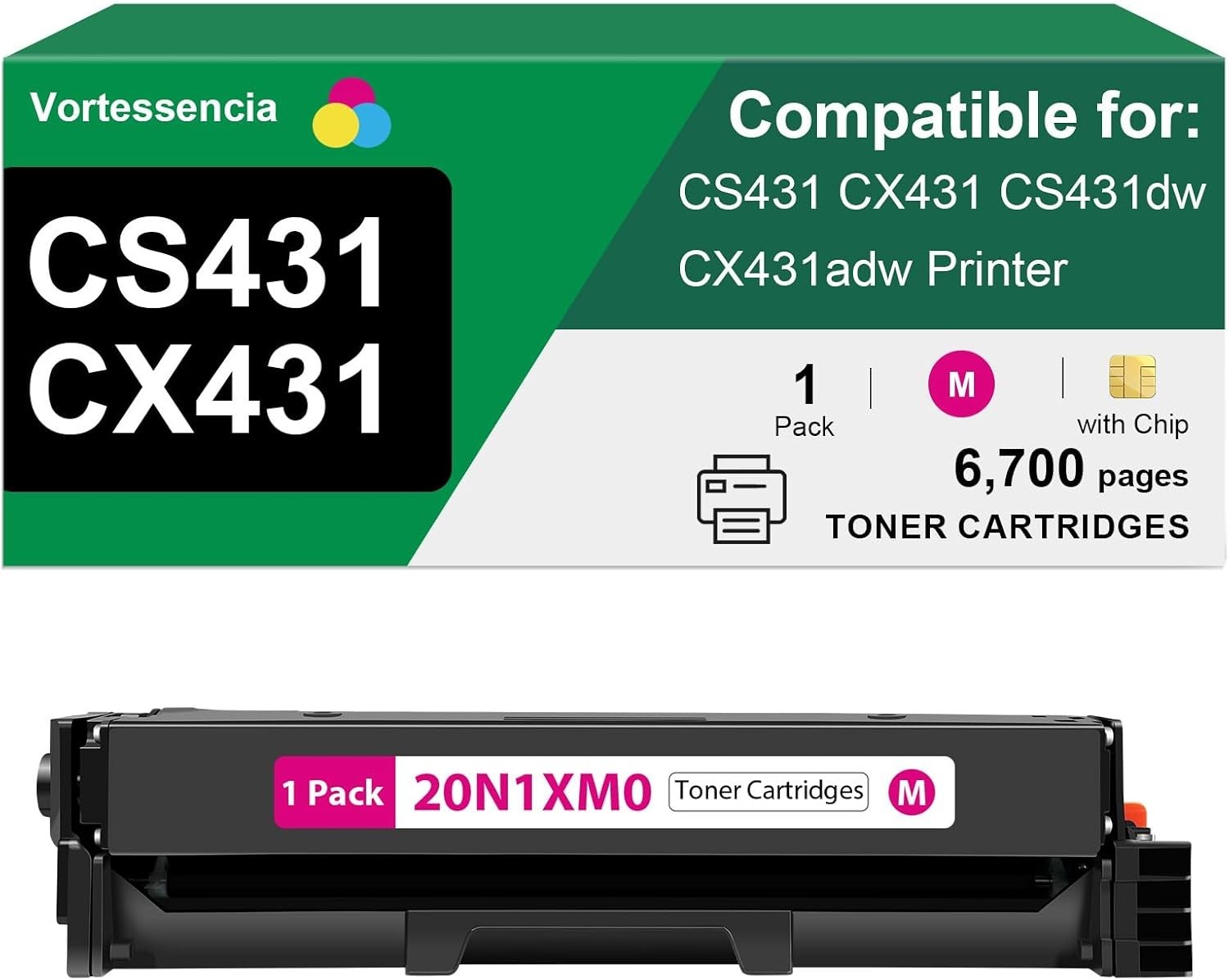 For Lexmark 20N1XMO Magenta Extra High Yield Toner Cartridge CS431 CX431