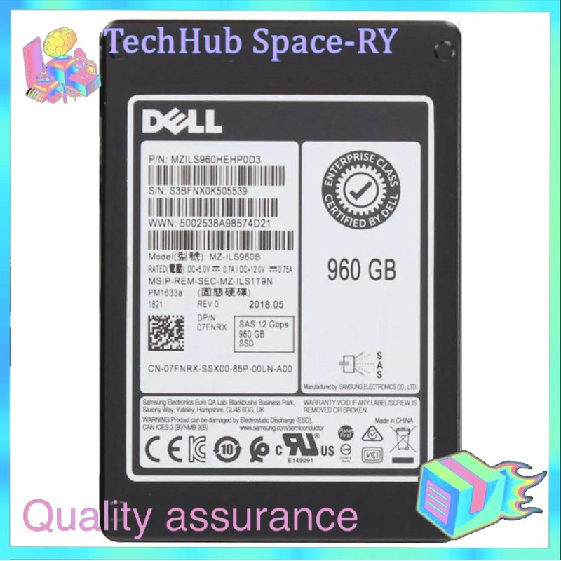 Samsung PM1633a 960GB DELL SSD 2.5" SAS 12Gbps MZ-ILS960B MZILS960HEHP0D3