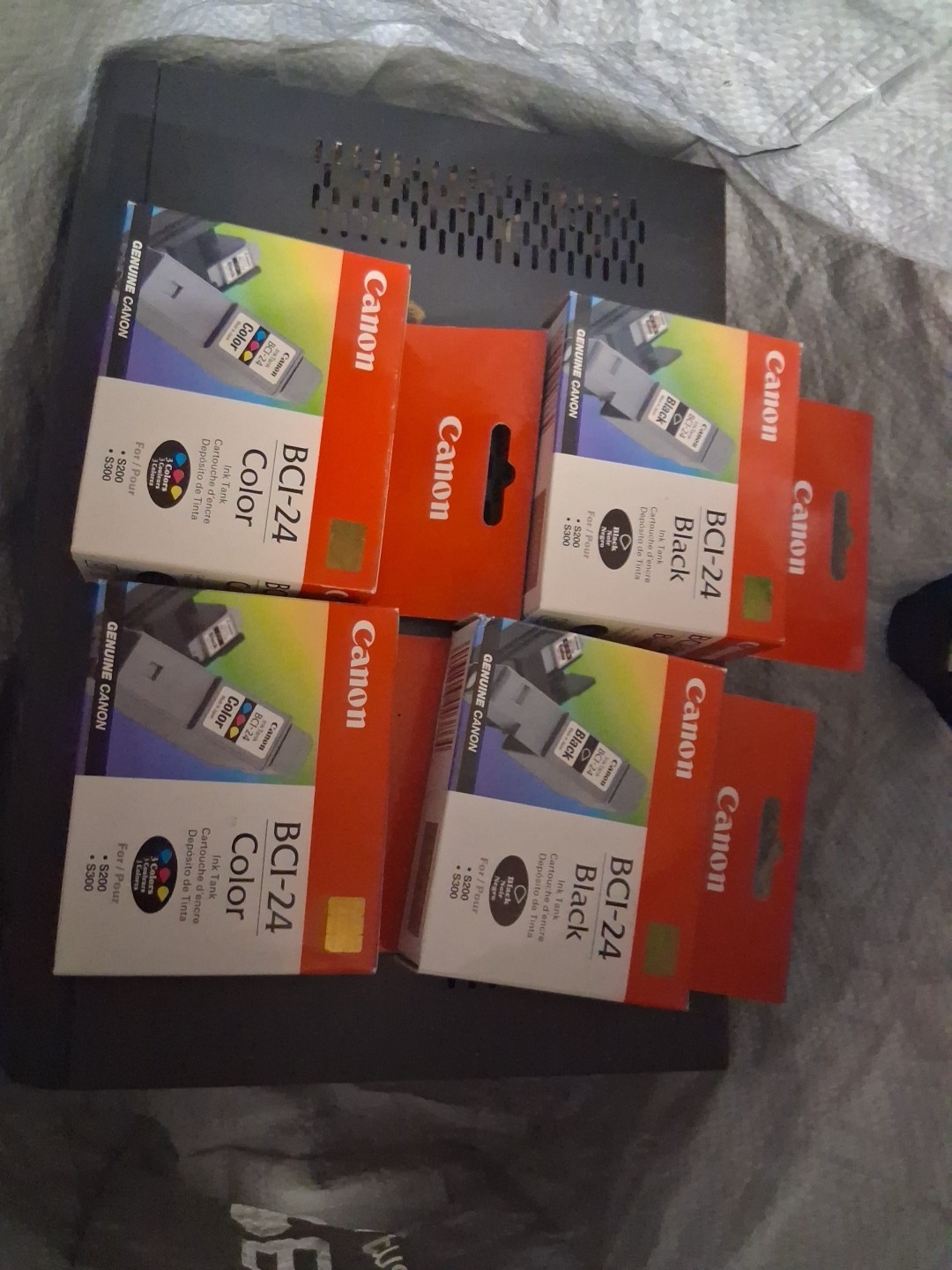4 Genuine Canon BCI-24 Black & Color Ink Cartridges,  S200, S300   L@@K