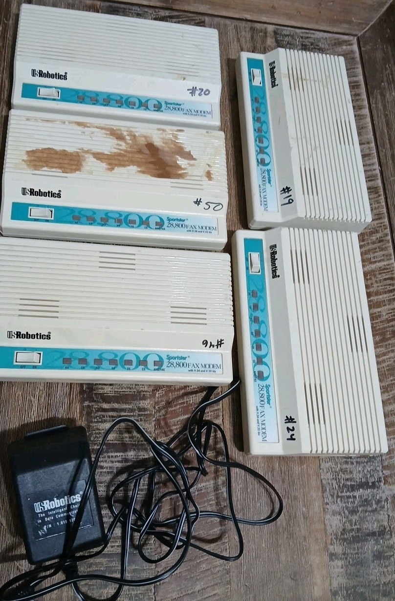 Vtg 5  USRobotics CJE-0340 Sportster 28800 External Fax Modems UNTESTED POWER ON